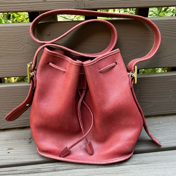 Coach Handbags - Vintage Coach Bucket Bag, Red Leather, Cross-Body Bag Purse 9952